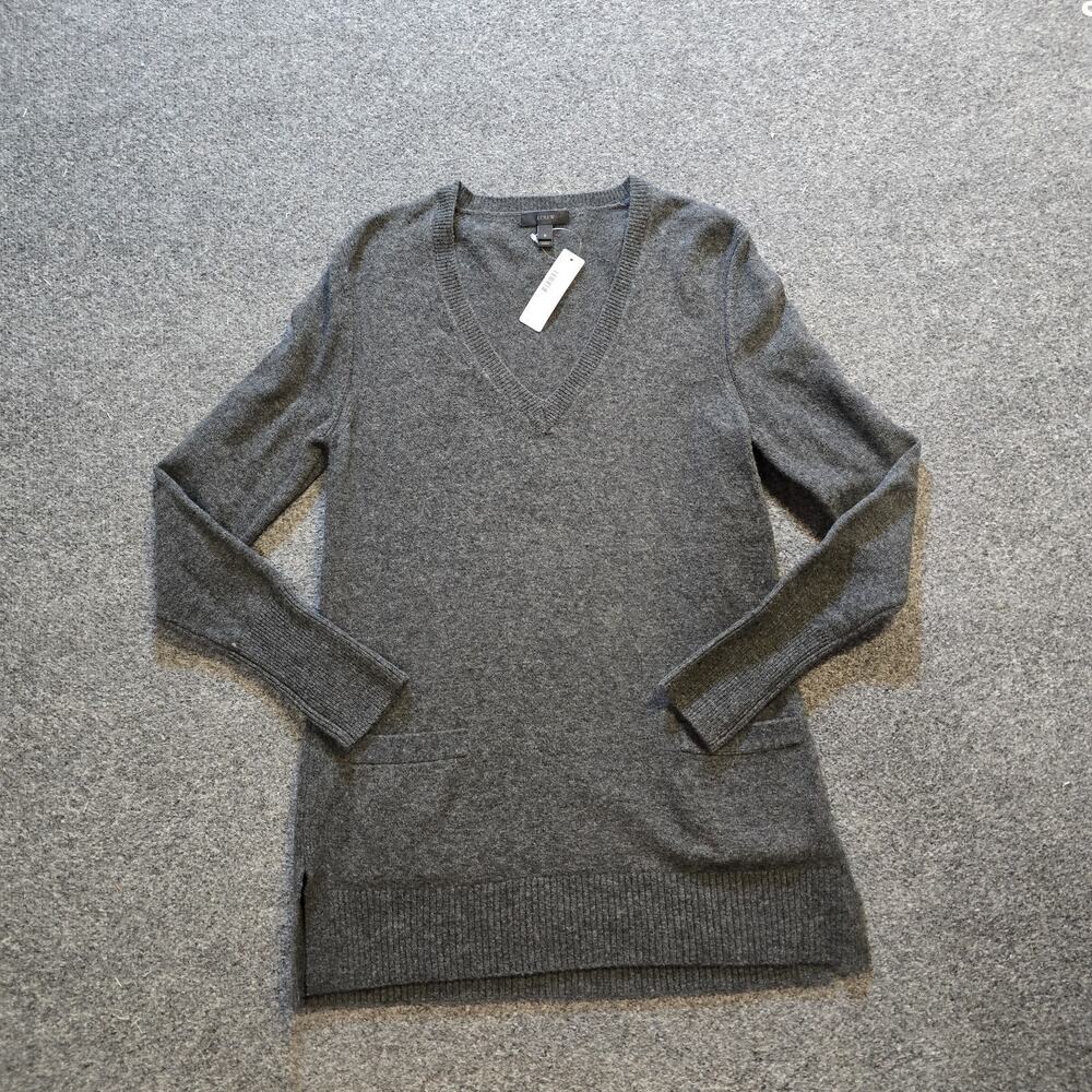 J Crew Sweater Top Women Small Gray Alpaca Wool Tunic Pocket Long Sleeve Capsule